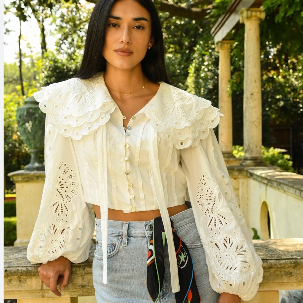 FARM RIO WOMEN'S RICHELIEU BIG COLLAR BLOUSE